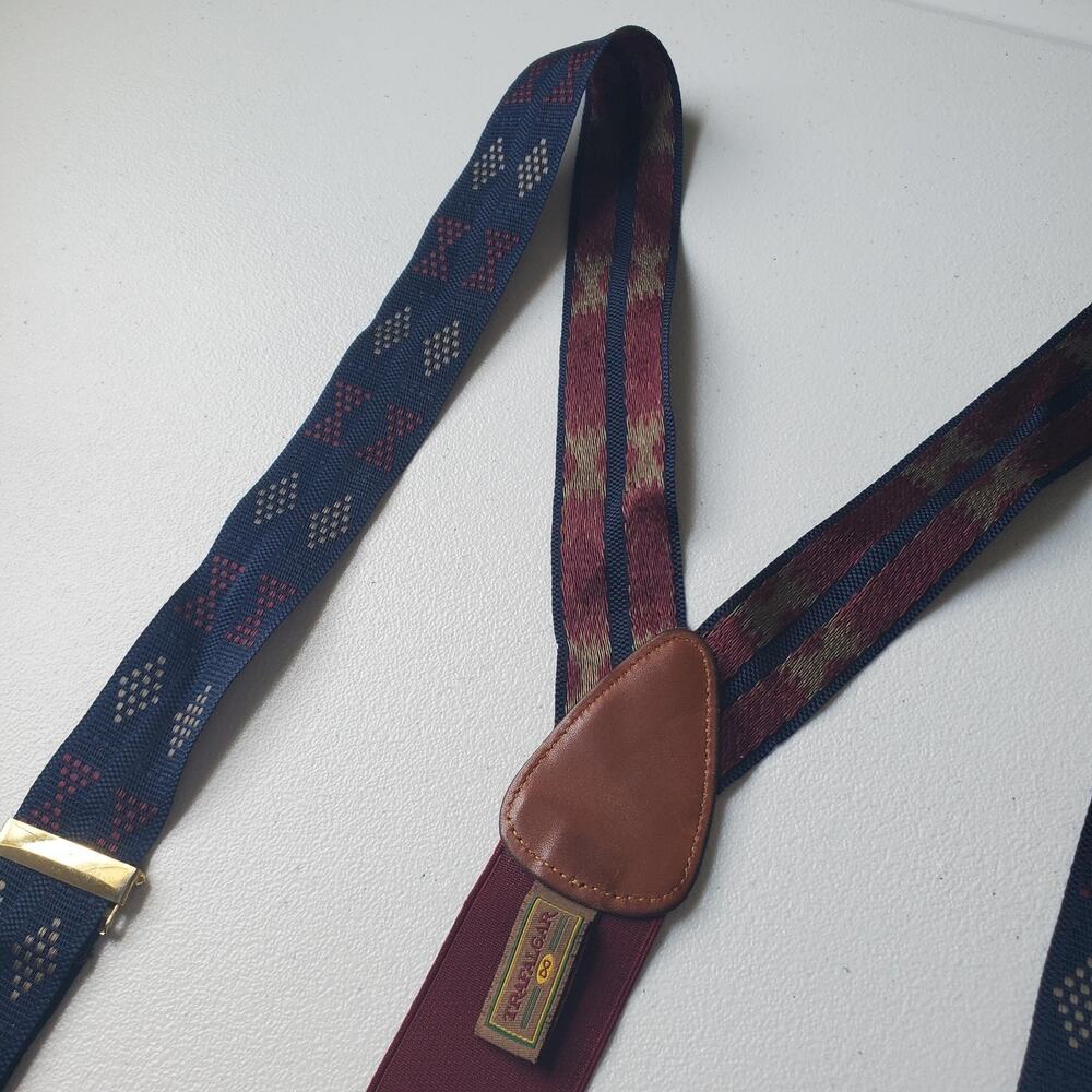 Trafalgar Suspenders Mens One Size Multicolor Jacquard Leather Button Braces